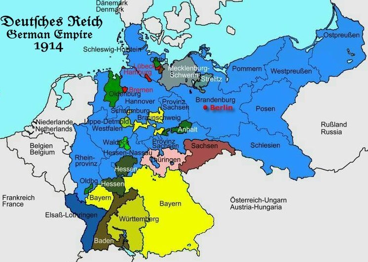 Bundesgebiet Deutsches Reich am 27.7.1914