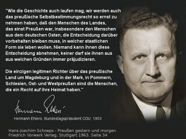 Hermann Ehlers zum Selbstbestimmungsrecht der Preußen
